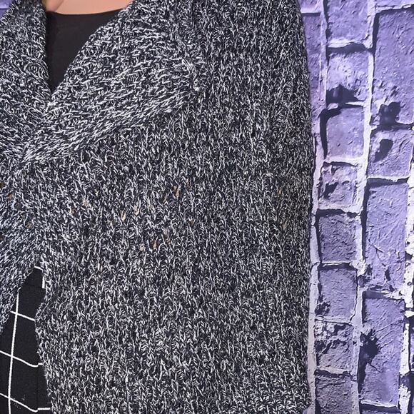 Velvet by Graham & Spencer cardigan sweater black silver cardigan loose SZ MD - Picture 5 of 16